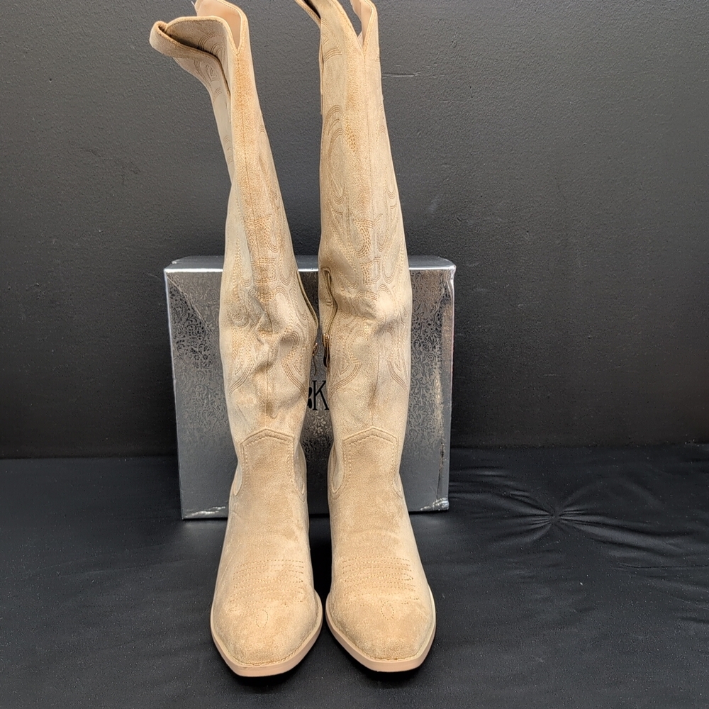 Wetkiss Western-Style Women's Knee High Cowboy Boots US 11 Tan - Picture 5 of 14